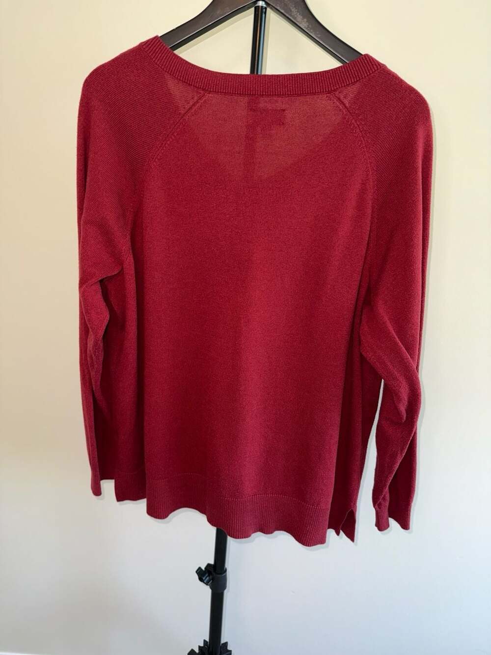 Lucky Brand V-Neck Sweater Size XL Red Cotton Blend - Picture 3 of 7